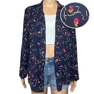 Nordstrom Lush Navy Blue Pink Orange Lightweight Blazer Cardigan XS